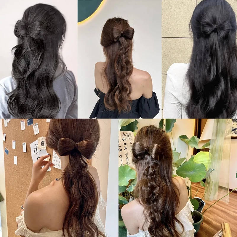 Postiche Cheveux Papillon Nœud - Extension Mèches Ondulées