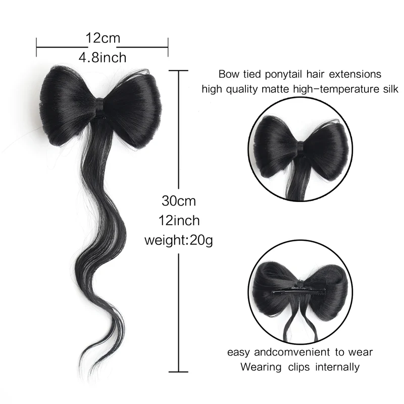Postiche Cheveux Papillon Nœud - Extension Mèches Ondulées