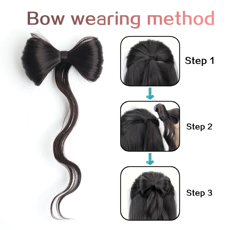 Postiche Cheveux Papillon Nœud - Extension Mèches Ondulées