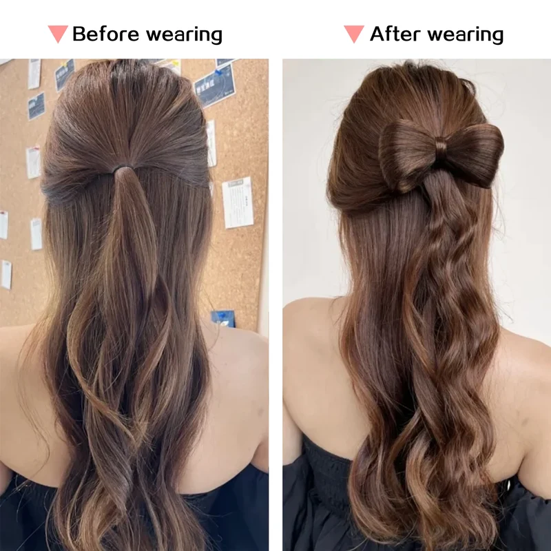 Postiche Cheveux Papillon Nœud - Extension Mèches Ondulées