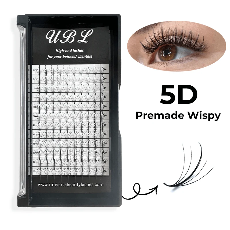 5D Premade Wispy Fans Spike 0.07 Mélange Longueur D Curl