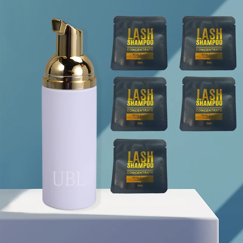Concentré de shampooing pour cils sans irritation, pour le nettoyage des cils en Salon, 5ml x 5