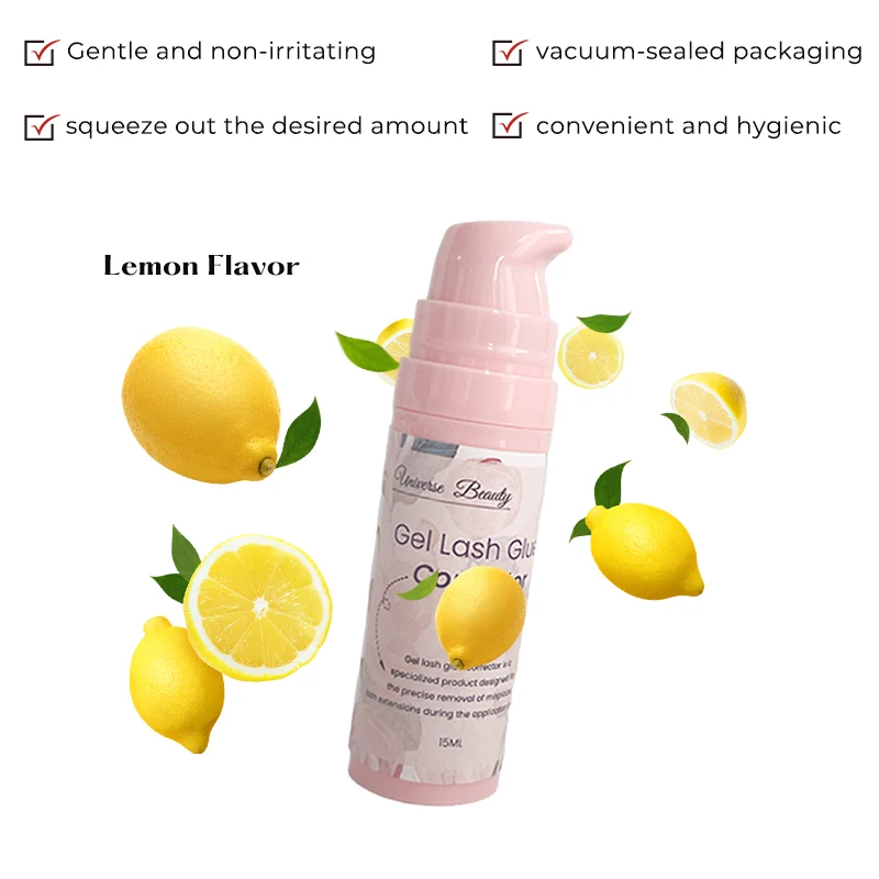 Dissolvant correcteur de colle à cils en gel à saveur de citron