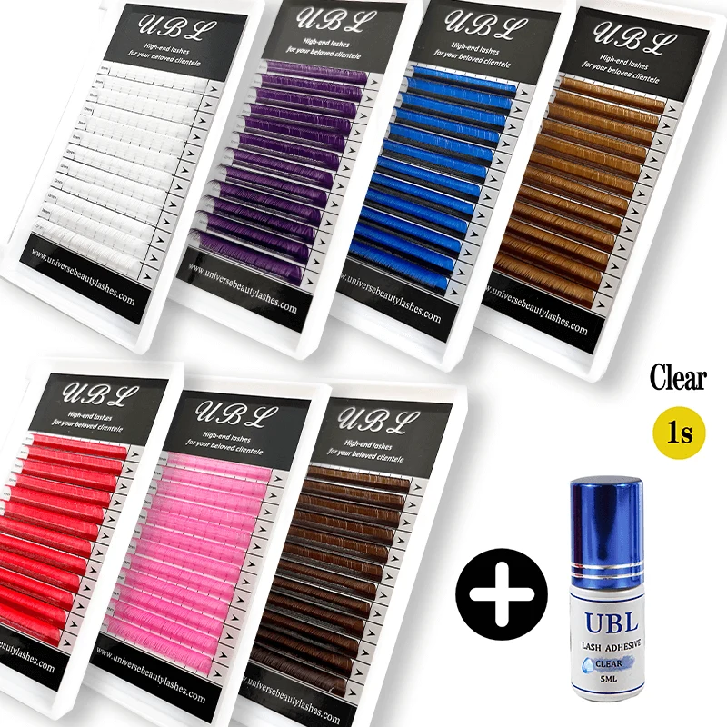 Kit combiné extension de cils couleur + colle transparente