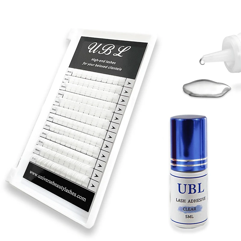 Kit combiné extension de cils couleur + colle transparente