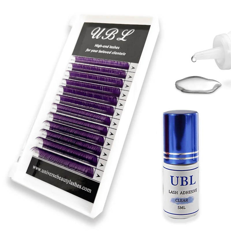 Kit combiné extension de cils couleur + colle transparente