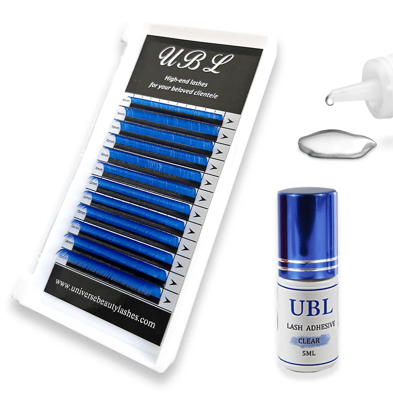 Kit combiné extension de cils couleur + colle transparente
