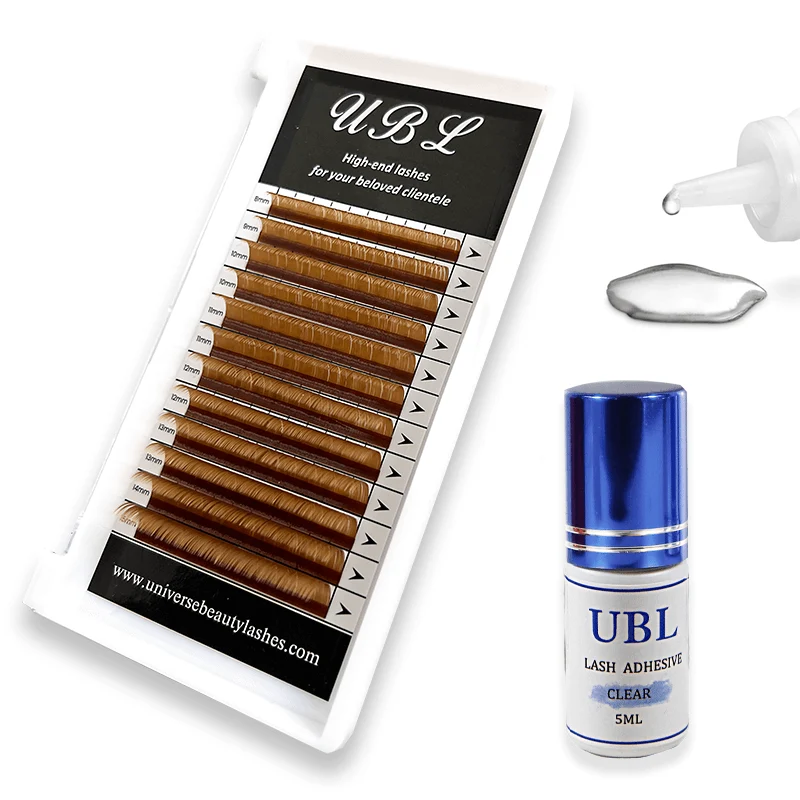 Kit combiné extension de cils couleur + colle transparente