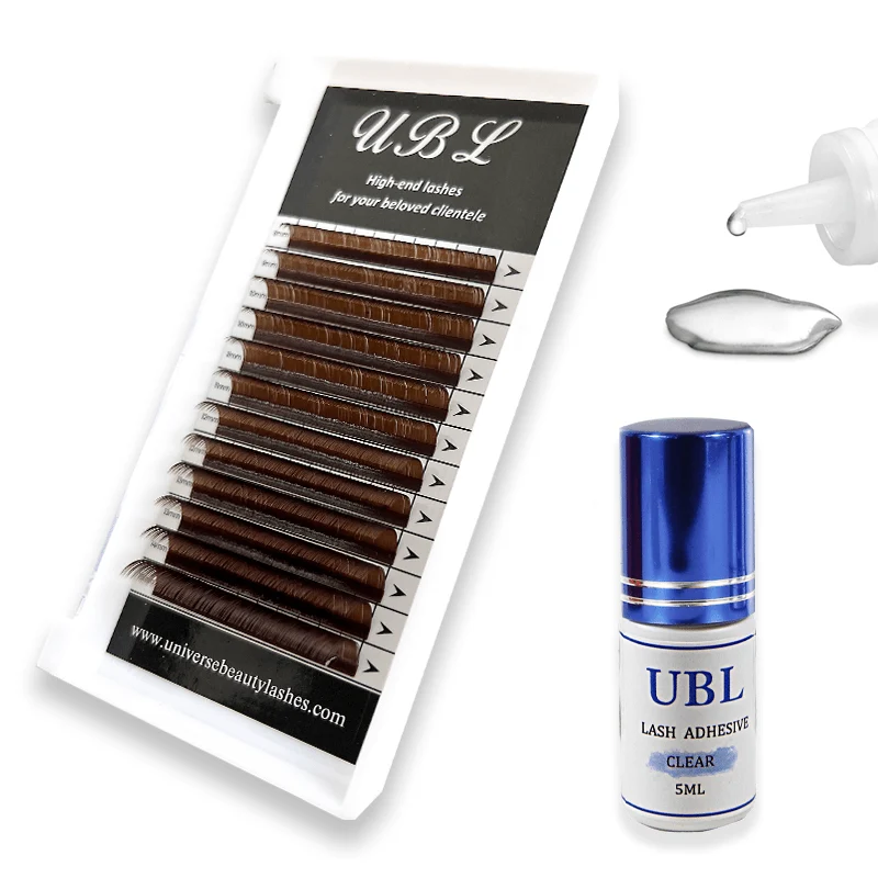 Kit combiné extension de cils couleur + colle transparente