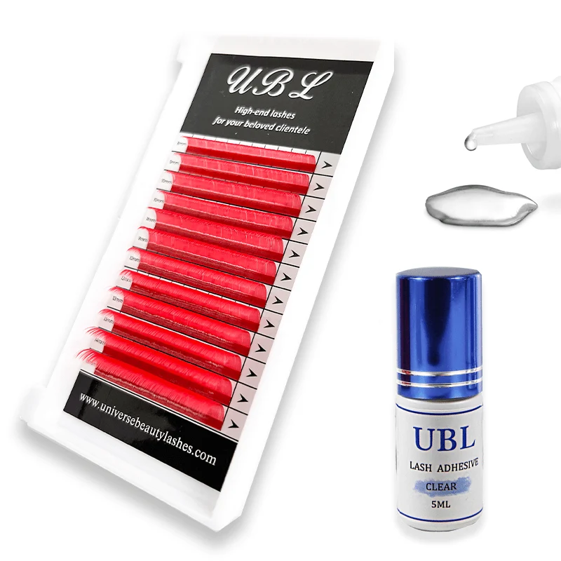 Kit combiné extension de cils couleur + colle transparente