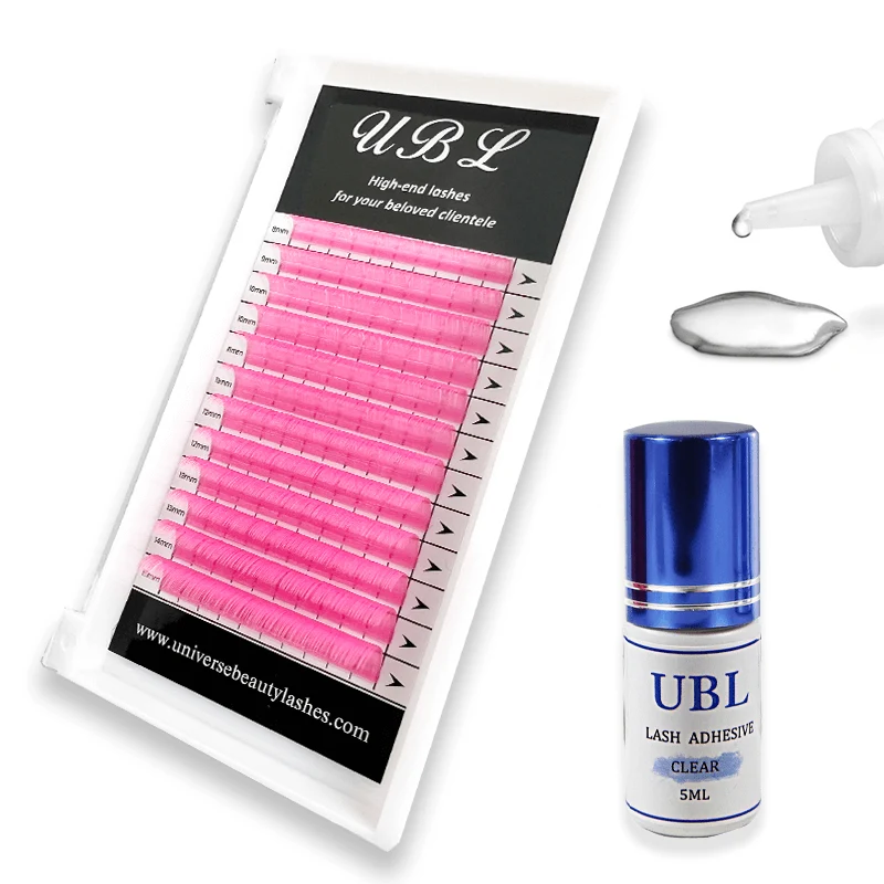 Kit combiné extension de cils couleur + colle transparente