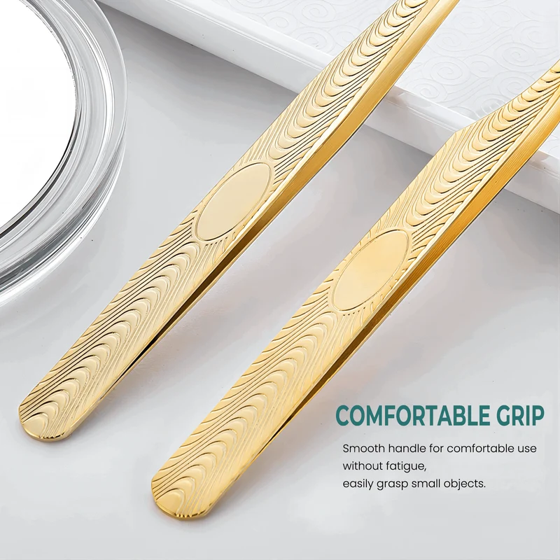P06-Phenix Pince à épiler dorée pour extensions de cils