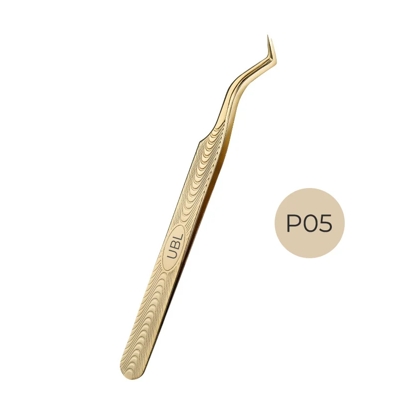 P05-Phenix Pince à épiler dorée pour extensions de cils