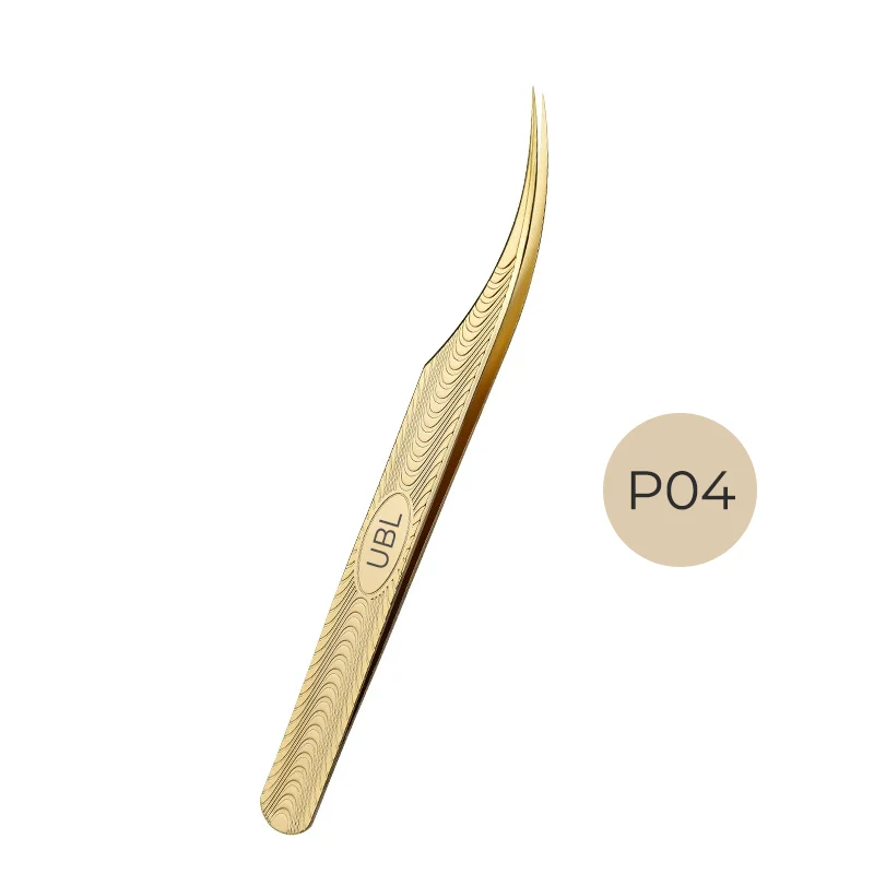 P04-Phenix Pince à épiler dorée pour extensions de cils