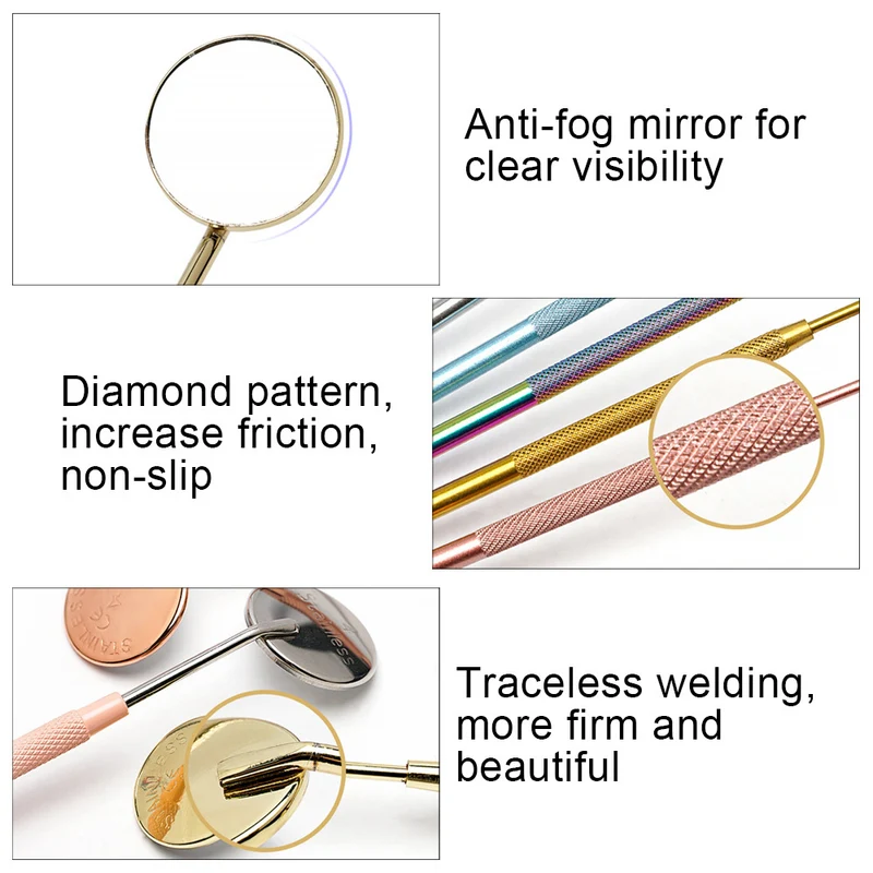 Miroirs d'extension de cils colorés en acier inoxydable