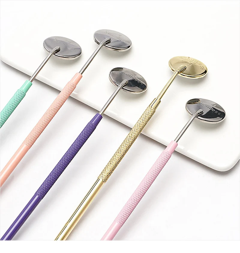 Miroirs d'extension de cils colorés en acier inoxydable