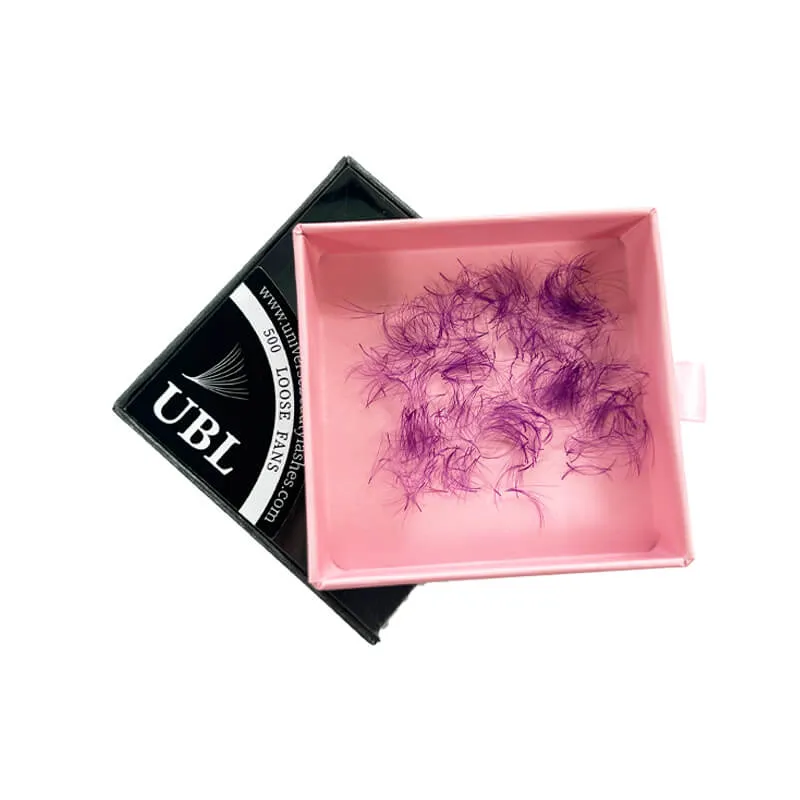 Extensions de cils amples préfabriquées 3D 0.07mm, couleur pourpre, 500 ventilateurs