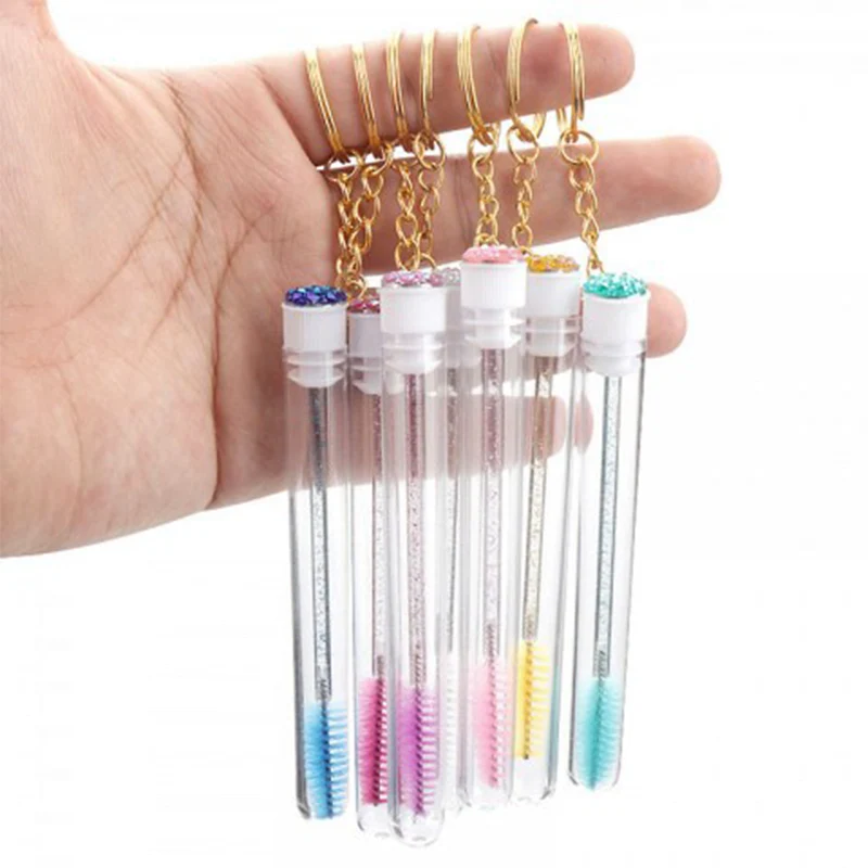 Brosses à cils jetables en diamant et baguette Mscara avec porte-clés