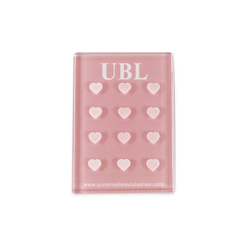 Palette de colle en verre cristal rose en forme de cœur, 12 trous