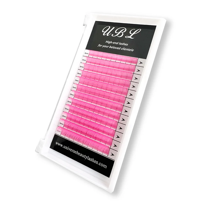 Cils de couleur rose 0.07 Extensions de cils premium #CR