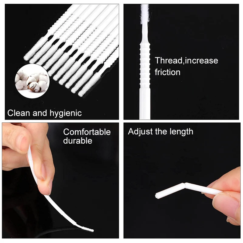 Micro-pinceaux applicateurs jetables à pointe longue pour extensions de cils en sachet