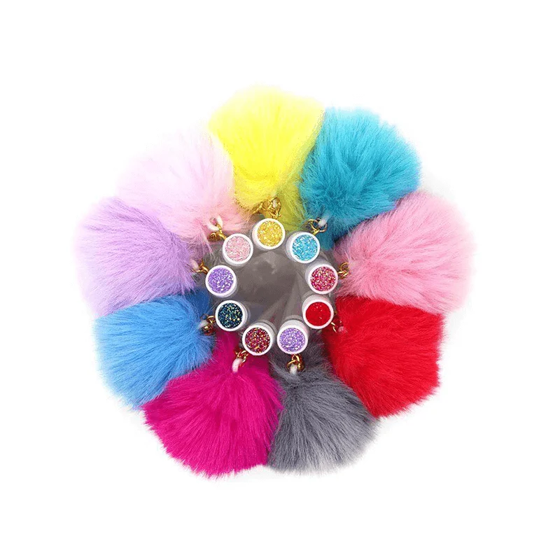 Brosses à cils jetables en diamant et baguette Mscara avec porte-clés et pompons Spoolies