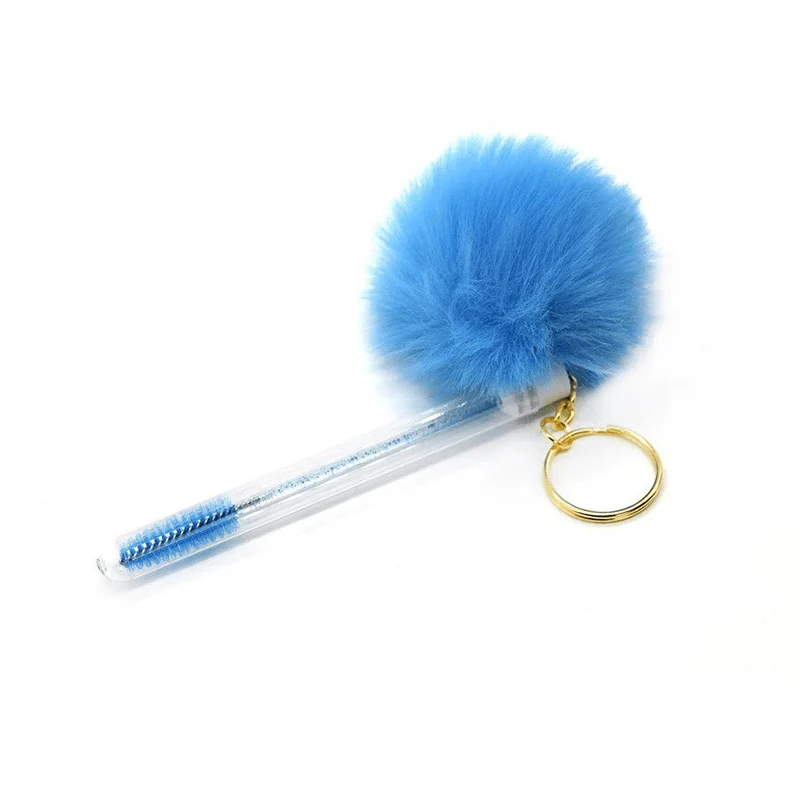 Brosses à cils jetables en diamant et baguette Mscara avec porte-clés et pompons Spoolies