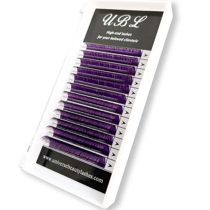 Cils de couleur violette 0.07 Extensions de cils Premium longueur mixte 8-15mm #CK