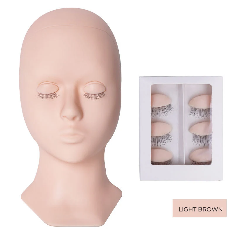 Tête de mannequin d'entraînement en silicone pour extensions de cils