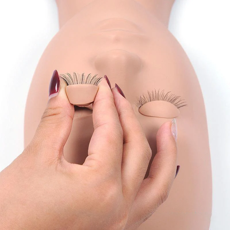 Tête de mannequin d'entraînement en silicone pour extensions de cils