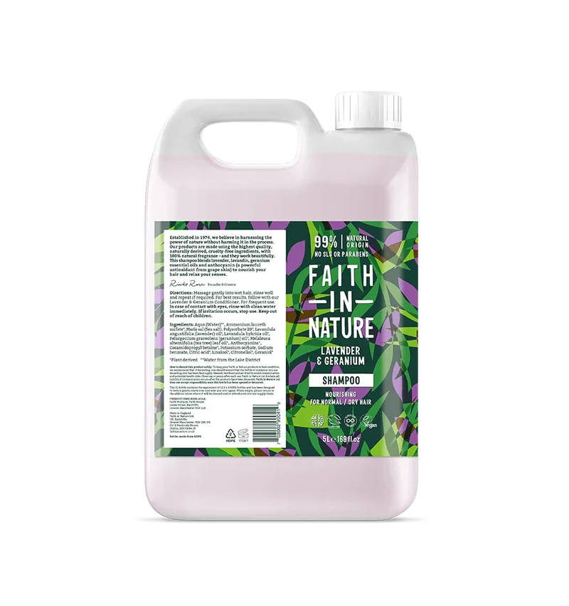 Faith in Nature Lavender & Geranium Shampoo - 5 litres