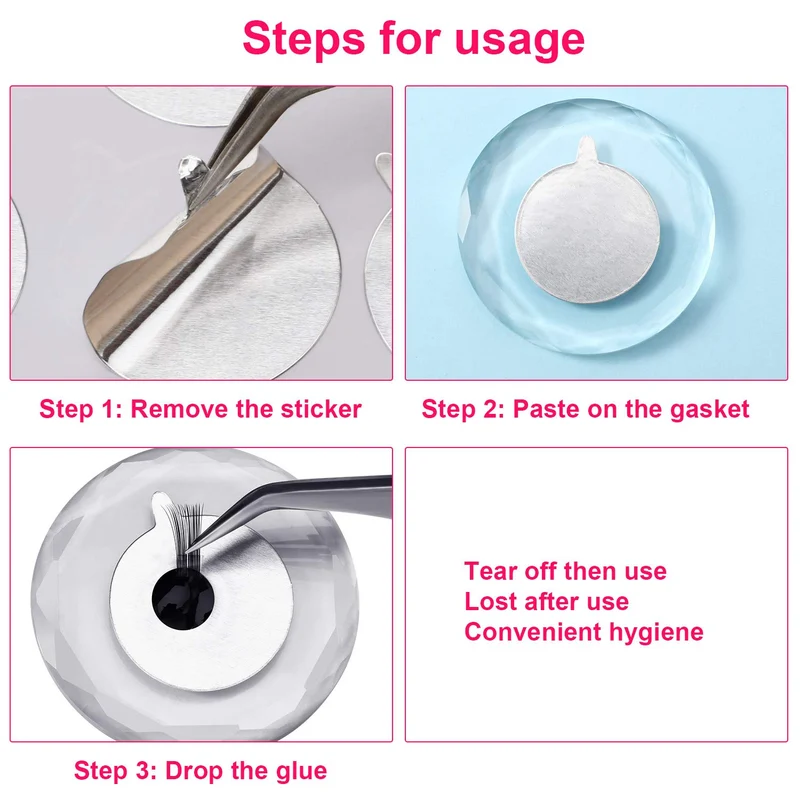 Tampon autocollant jetable pour palette de colle d'extension de cils, 2.5cm/1 pouce