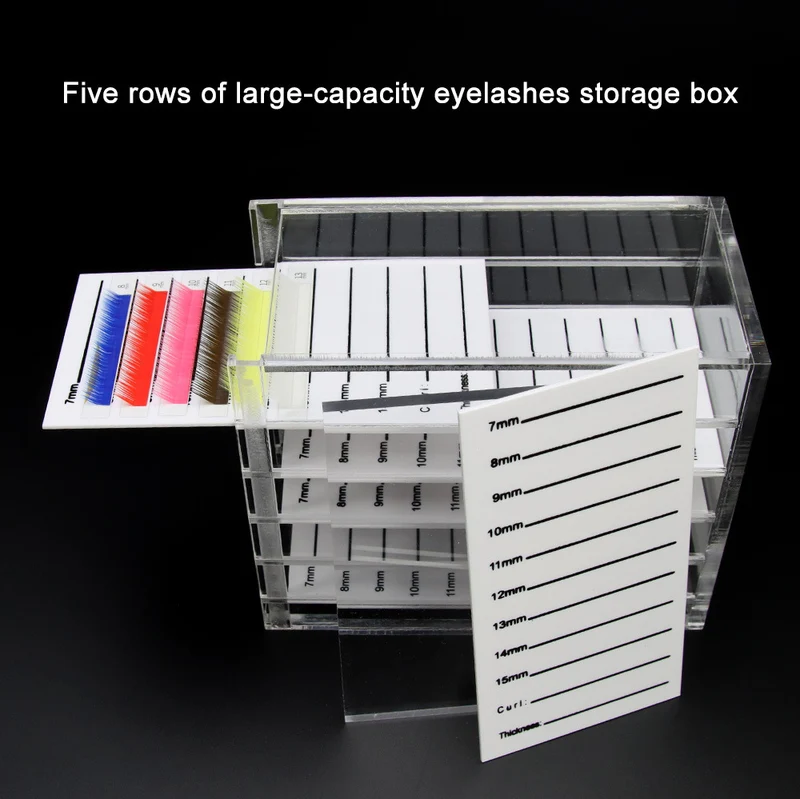 Étui organisateur de faux cils en acrylique à 5 couches | Boîte de rangement de maquillage transparente pour greffe d'extension de cils