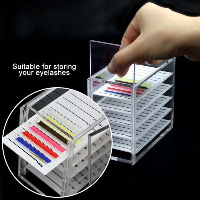 Étui organisateur de faux cils en acrylique à 5 couches | Boîte de rangement de maquillage transparente pour greffe d'extension de cils