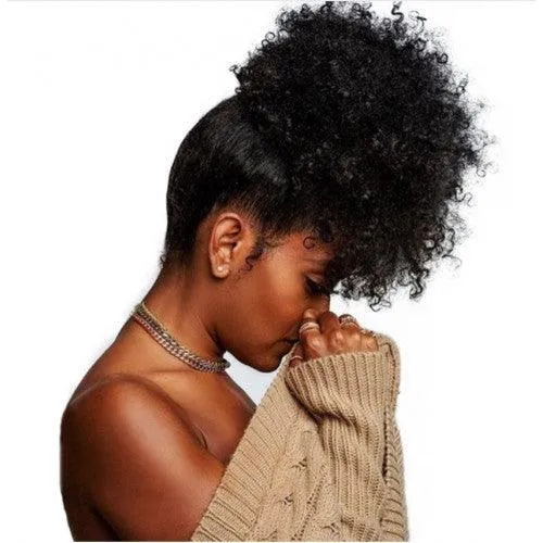 Postiche Chignon Afro Châtain Foncé