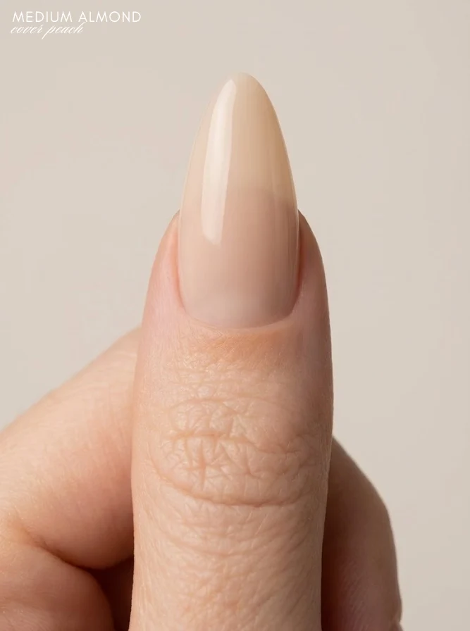 Gummy tips cover peach "Medium Almond"
