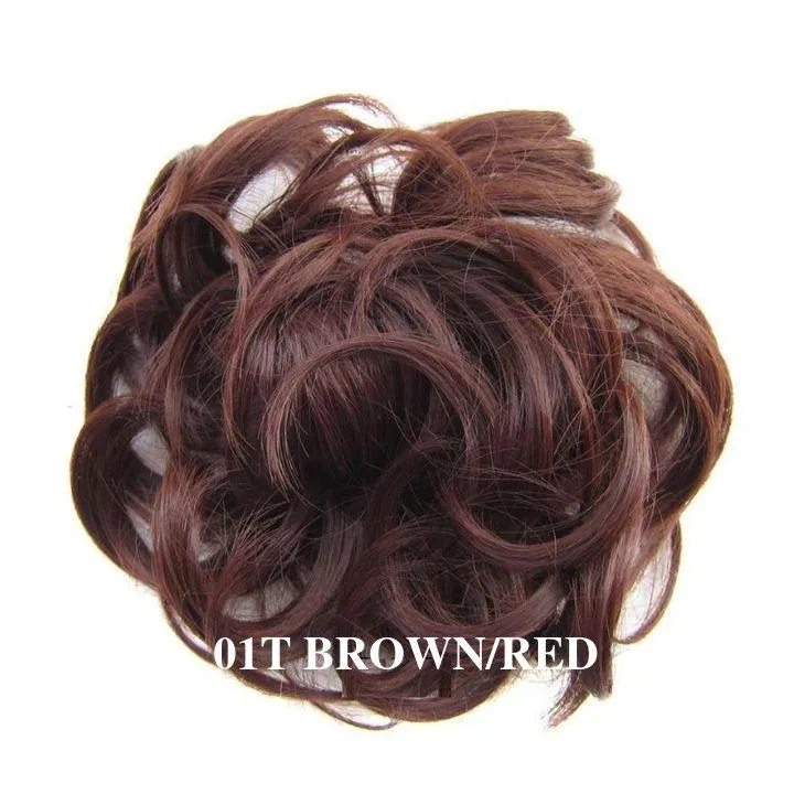 Postiche Cheveux Acajou Châtain - Chignon Décoiffé Élégant
