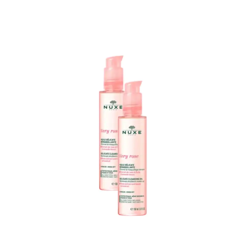 Nuxe Very Rose Huile Démaquillante Douce, lot de 2 x 150 ml
