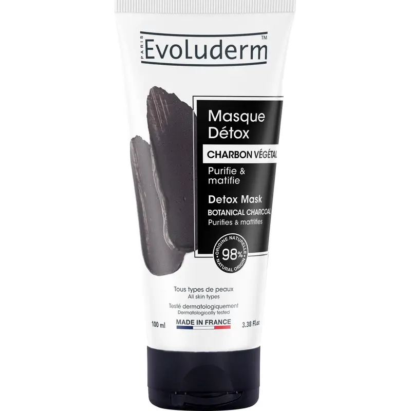 Evoluderm Masque facial Detox au charbon de bois, 100