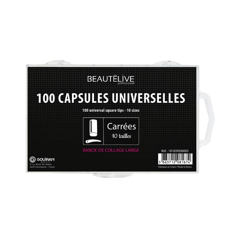 Capsules pour ongles avec bandes de collage large x100