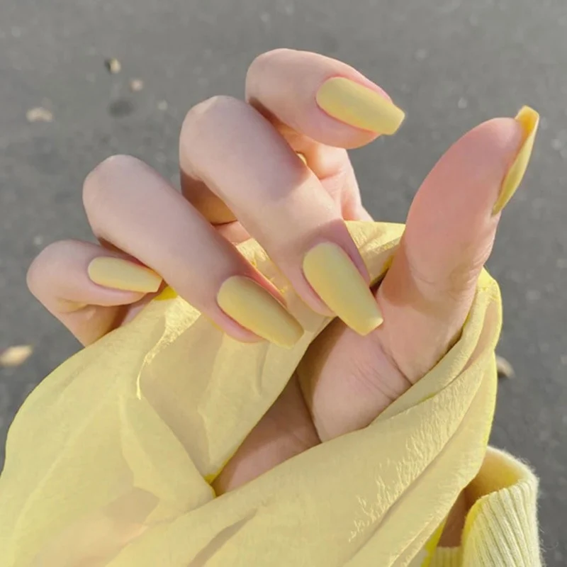 Faux Ongles Jaune Moutarde