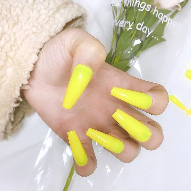 Faux Ongles Jaune Mat