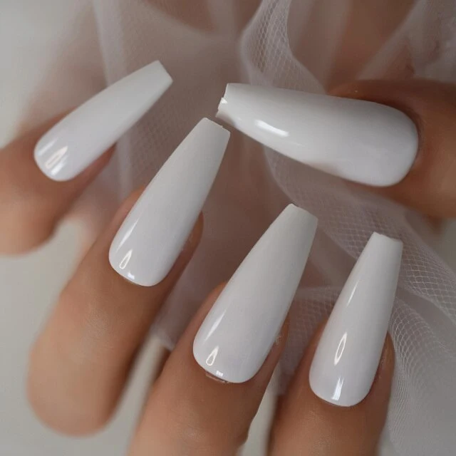 Faux Ongles Blanc Long