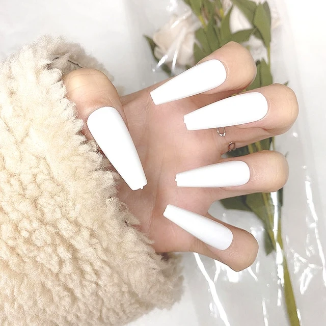 Faux Ongles Couleur Blanc