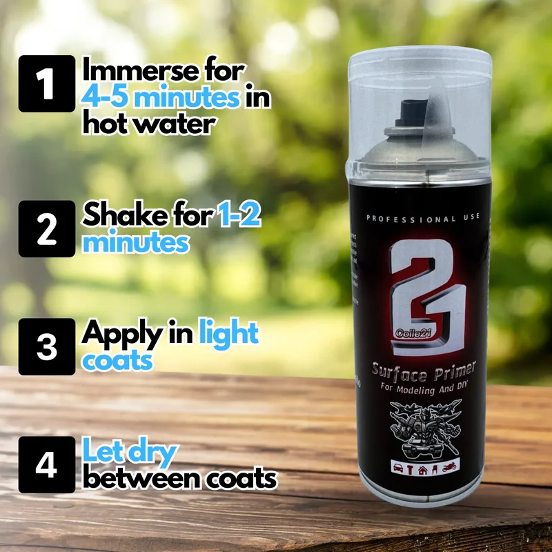 PRIMER SPRAY GLOSS TRANSPARENT VARNISH Colle21 Produit pour bricolage & modélisme, pour des finitions parfaites !