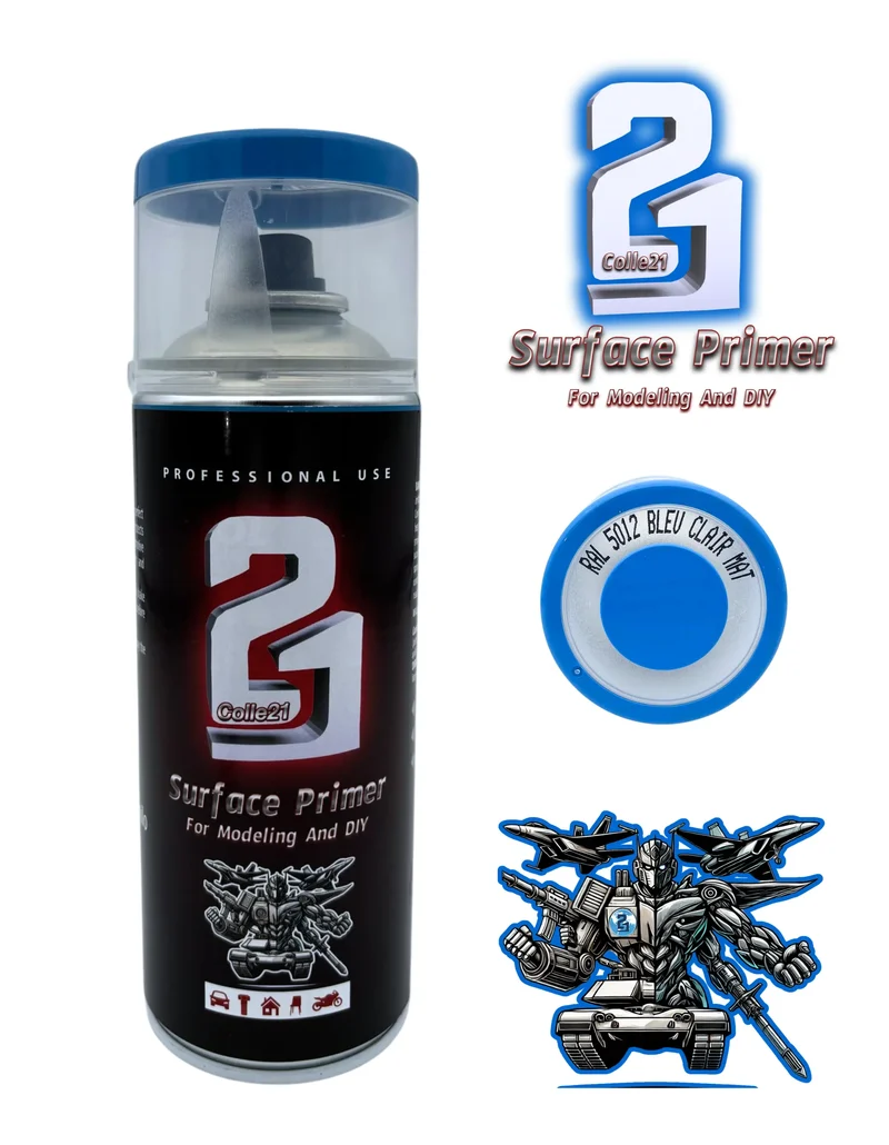 PRIMER SPRAY BLU MAT Colle21 - Produit pour bricolage & modélisme, pour des finitions parfaites !
