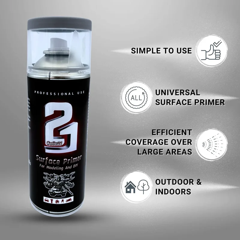 PRIMER SPRAY GREY MAT Colle21 - Produit pour bricolage & modélisme, pour des finitions parfaites !