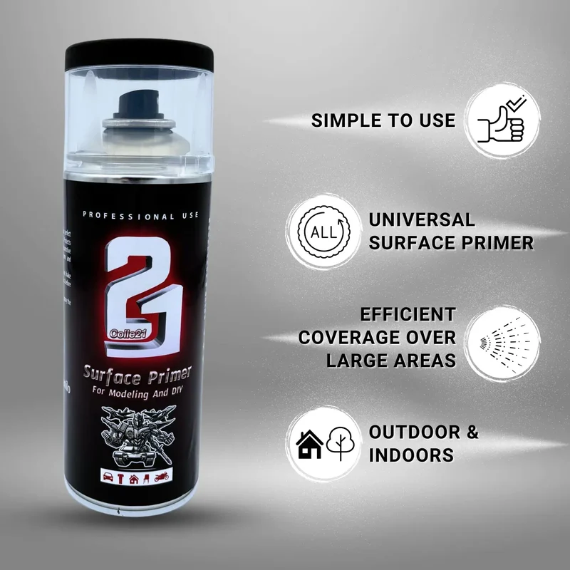 PRIMER SPRAY BLACK MATT Colle21 - Produit pour bricolage & modélisme, pour des finitions parfaites !