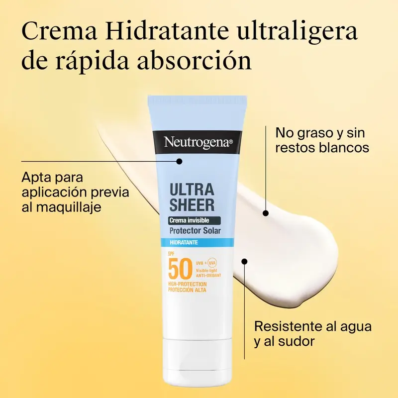 Neutrogena Ultra Sheer Invisible Moisturising Cream Spf50, 50 ml