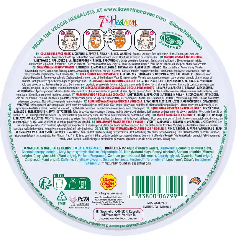 7 Heaven Bubble Chupa Chups Cola Bubble Mask